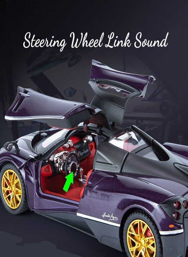 KENIRY1:24 Scale Exclusive Alloy Metal Pull Back Die-cast Car Model with Sound Light Mini Auto Toy for Kids Metal Model Toy Car with Sound and Light (1.24 Pagani HUARIYA-Blue) - Image 4